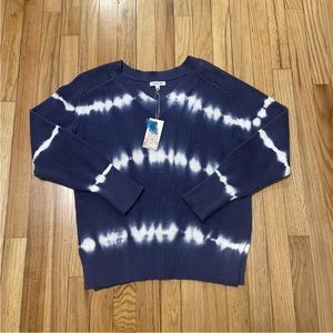 JOHNNY WAS TIE DYE PULLOVER Sweater IN BLUE Medium $198 NWT V-Neck